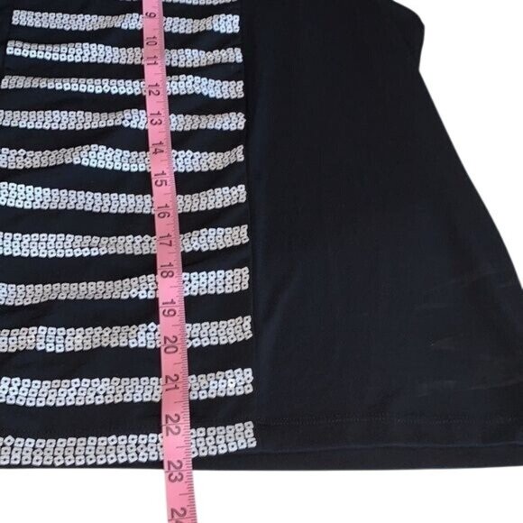 Bob Mackie Wearable Art Black Sleeveless Top W/ Silver Stripe Detail Womens L Po - Picture 8 of 8